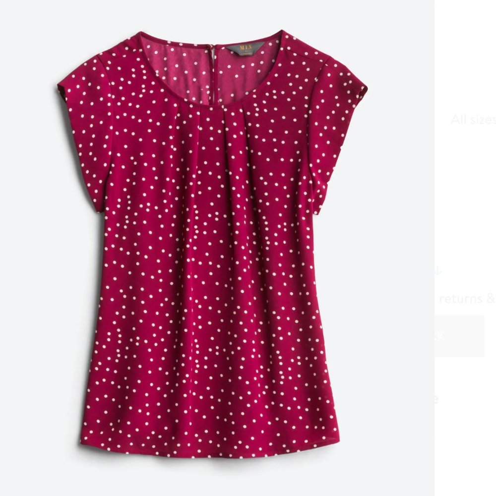Raspberry Polka Dot short sleeve Blouse Size XL